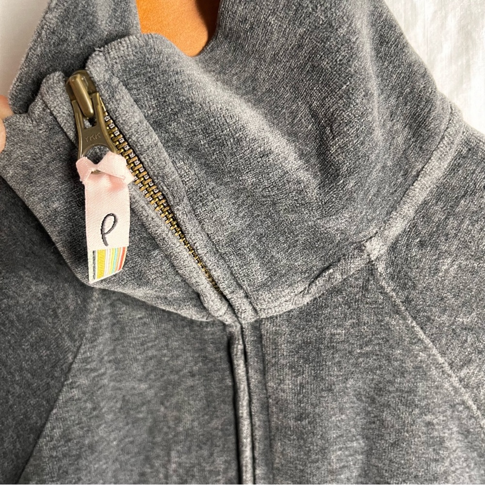Paul Smith Pink Women M Medium Grey Velour Hoodie Jacket Full Zip Y2K Vintage - Picture 7 of 16